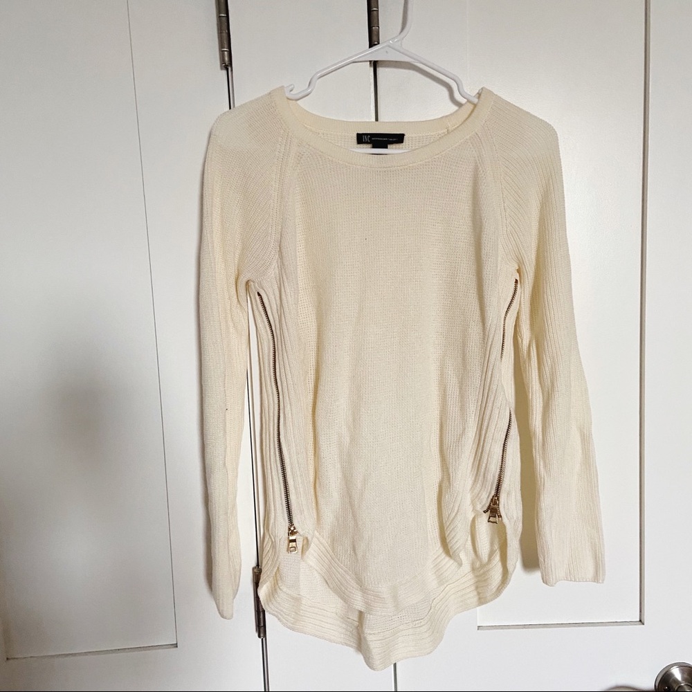 INC Gold Zipper Accent Sweater
